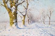 Walter Moras A sunny winters day Germany oil painting artist